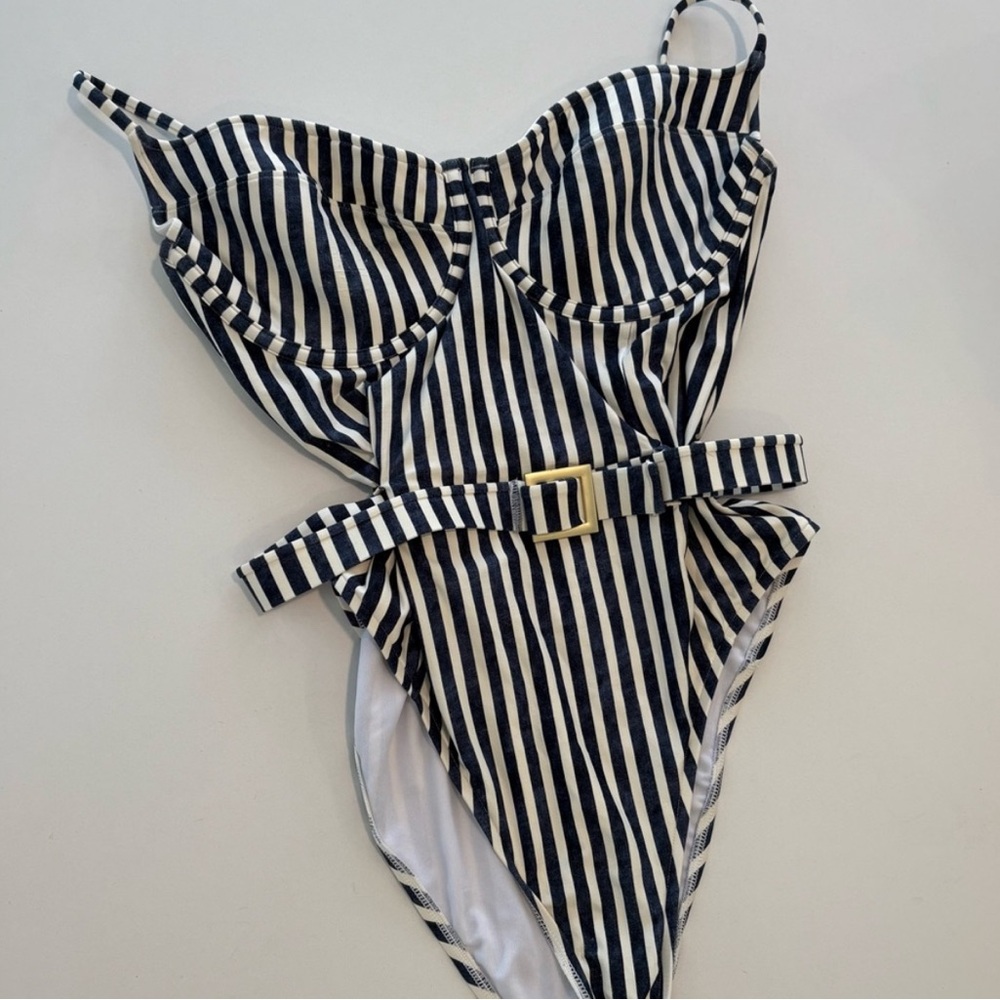 WeWoreWhat | Striped Blue and White One Piece Swimsuit